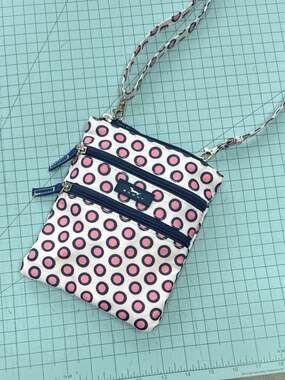 Scout Pink and Blue Polka Dot Crossbody Bag with Adjustable Strap